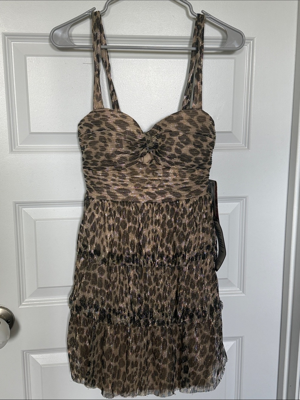 NWT Emerald Sundae Leopard Print Tiered Mini Dress